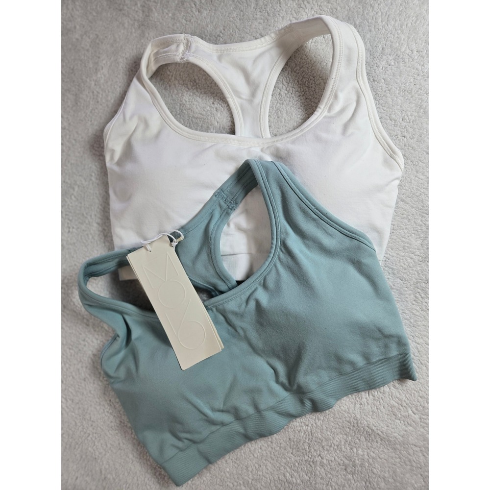 H&M Move 2pk DryMove Seamless Medium Support Sports Bras Green White Size M